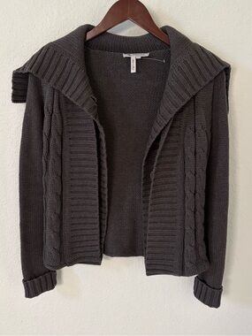 BCBGeneration Chunky Cable Knit Cardigan Sweater Dark Gray Size XS